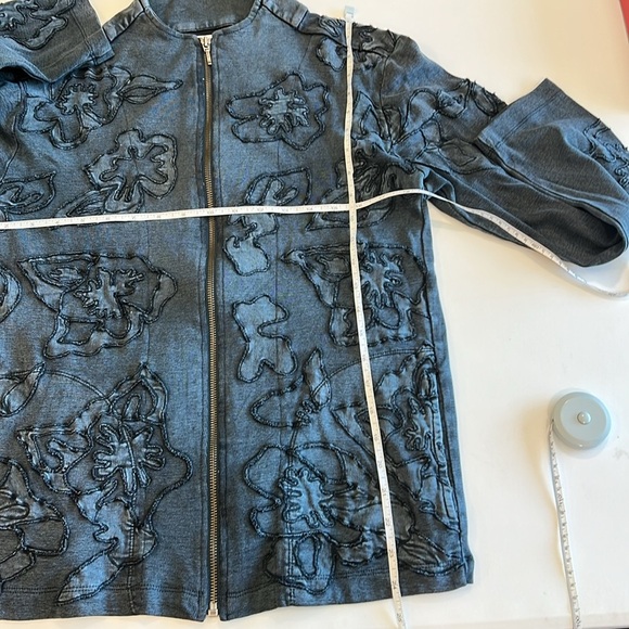 Chico's - size 1, Blue Gray Cotton Jacket - Picture 7 of 8